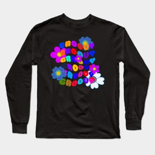 Retro hippie groovy flower design Long Sleeve T-Shirt